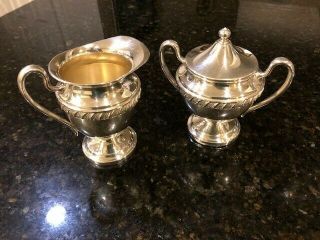 Fb Rogers Silver Co.  Silver On Copper Creamer And Sugar Bowl With Lid 1403
