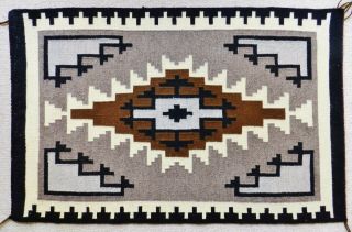 Two Grey Hills Navajo Wool Rug 37 " X 24 " Finely Woven - Excond