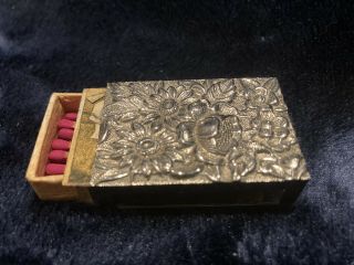 Vintage Sterling Silver Matchbox Holder With Repousse