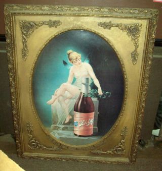 Vintage Schlitz Beer Advertising Print Embossed Frame Fairy Pixie Neat