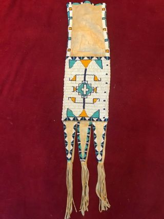 Vintage Handmade Native American Beaded Quill Pipe Bag