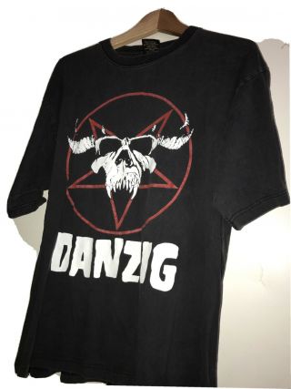 Vtg 90 - 00s Glenn Danzig Misfits Graphic Tee Shirt Rock Punk Concert Tour Skull