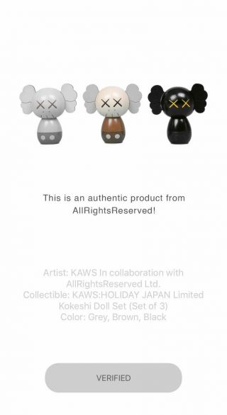 KAWS HOLIDAY JAPAN Limited Wood Kokeshi Doll Set Of 3 LE1000 Companion No Resrv 6