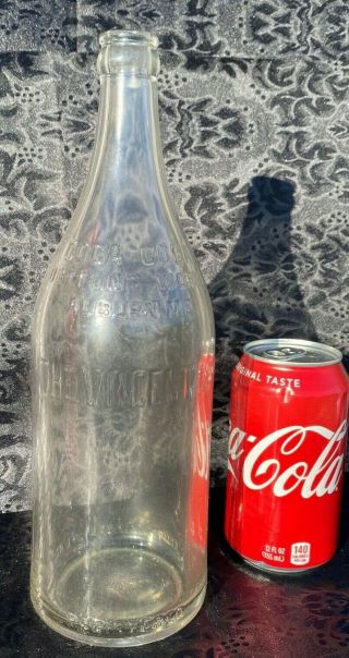 B1) Vtg Coca Cola Large Straight Sided Bottle Auburn Me Vincent Co Soda Fountain