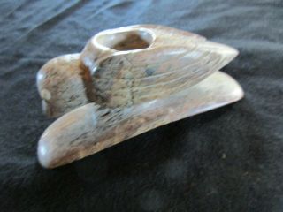 Native American Pipe Bowl,  Hand Carved Stone Hawk Effigy,  Atl - 04915