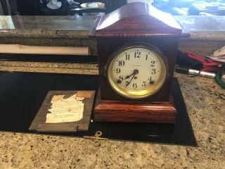 Vintage Seth Thomas Adamantine Mantle Clock With Key And Pendulum