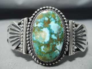 Dazzling Navajo Native American Carico Lake Turquoise Sterling Silver Bracelet