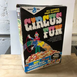 Vintage 1980s Circus Fun Cereal Box - Rain - Blo Bubble Gum