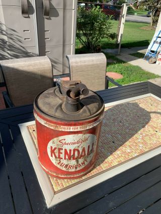 Vintage Kendall Specialized Oil Lubricant 5 Gallon Can W/ Handle