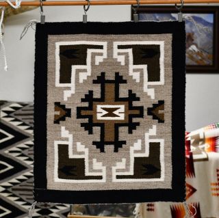 Alice Yazzie Hand Woven Traditional Two Grey Hills Navajo Rug