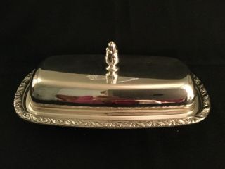 Silver Plated Oneida Silversmith Butter Dish With Lid & Glass Insert
