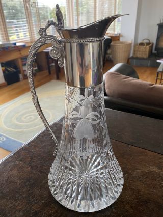 Stuart Crystal Cut Glass And Silver Plated Claret Jug