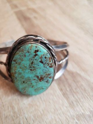 Native American - - Vintage/ Sterling Silver Cuff Bracelet/turquoise