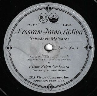 Rca Transcription 4510: The Victor Salon Group Plays " Schubert Melodies " V,