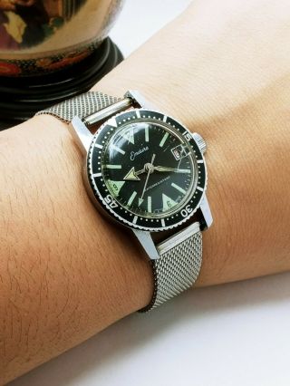 Vintage Swiss Made Endura Automatic Broad Arrow Diver Watch & Date Function Runs
