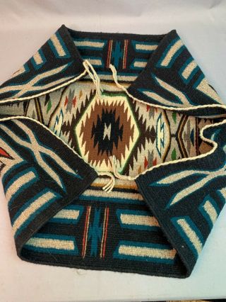 Very Fine Vintage Wool Native American Rug Blanket Navajo Teec Nos Pos 24 X 32 4