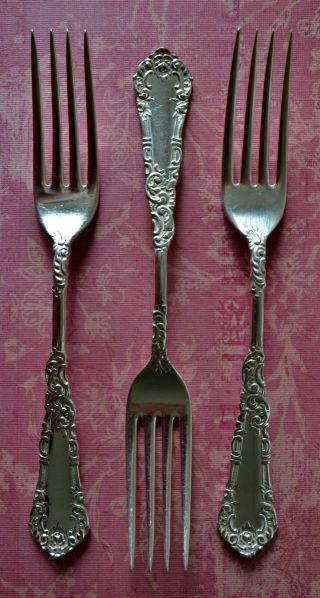 Yale 1894 By Wm.  Rogers Set Of 3 Dinner Forks,  Silverplate Flatware,