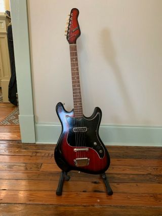 Vintage Japan Heit Deluxe 1960s Teisco Single Pickup Red Burst Electric Guitar