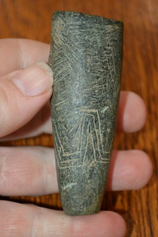 Engraved Steatite Archaic Tube Pipe Sevier Co,  Tennessee 3.  25 X 1.  25