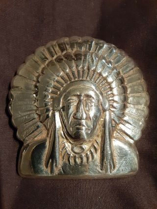 Edward H Bohlin Indian Chief Trophy Buckle Sterling Silver