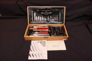 Vintage X - Acto Xacto Deluxe Craft Tool Set In Wood Box