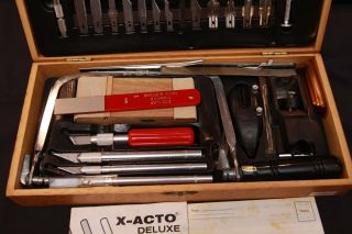 Vintage X - ACTO XACTO Deluxe Craft Tool Set in Wood Box 3