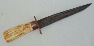 Vtg.  Hand Forged Robert Marek Custom Made Dagger,  Fighting Knife W/bone Handle
