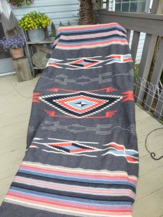 Vintage American Wool Southwest Navajo Chimayo Blanket 79 " X 50 "