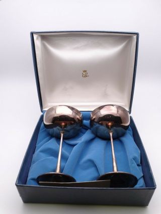 Vintage Pair Elberti Italy 6 " Goblets Silver/silverplate El Delberti W/ Box