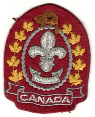 Vintage Red Felt Boy Scouts Canada Beaver Patch