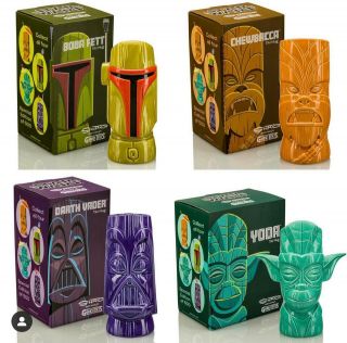 Beeline Creative X Shag Star Wars Geeki Tiki Mug Set W/ Swizzles Yoda Darth