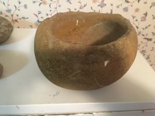 California Native American Mortar And Pestle.  Acorn/corn Grinding Stone Bowl.