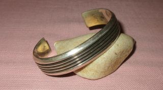 Vintage American Indian Navajo Sterling Silver Channel Cuff Bracelet Felix Joe