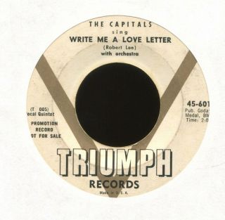 The Capitals Write Me A Love Letter On Triumph Promo R&b Doo Wop 45 Hear