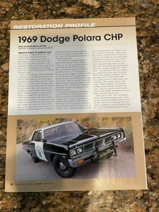 California Highway Patrol (chp) 1969 Dodge Polara Restoration Article 6 Pages.