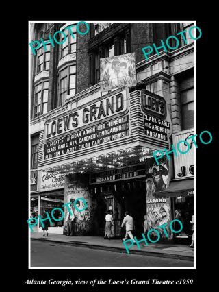 Old Postcard Size Photo Of Atlanta Georgia View Of Loews Grand Theatre C1950