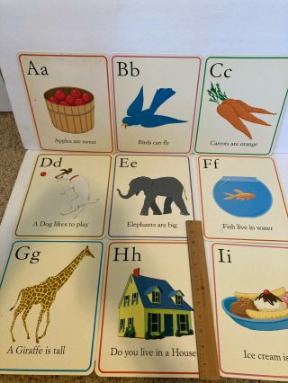 Vintage Abc Cards Pictures A - Z 1970s? Classroom Preschool Alphabet Large Frame