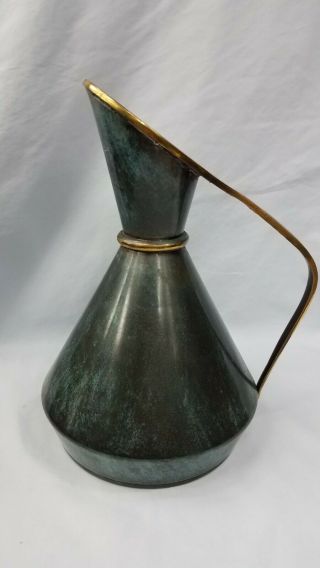 Vintage Pal Bell Pitcher Jug Ewer 10 1/4” Tall Israel Bronze Metal Brass