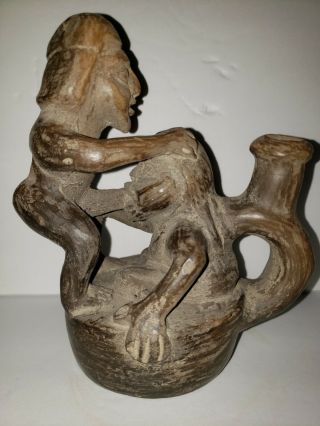 Authentic Pre - Columbian Moche Erotica Stirrup Vessel