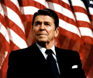 President Ronald Reagan With American Flag 8 " X 10 " Photo 50