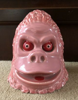 Munktiki Tiki Mug Pink Ape W/ Red Eyes & Tongue Ultra Rare Glaze Huge Le100 2011