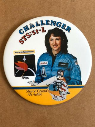 Vintage Nasa Challenger Space Shuttle Pin - Sts:51 - L - Sharon Christa Mcauliffe