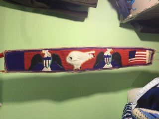 Incredible Vintage Hand Crafted Beaded Eagle Design American Indian Sash Belt