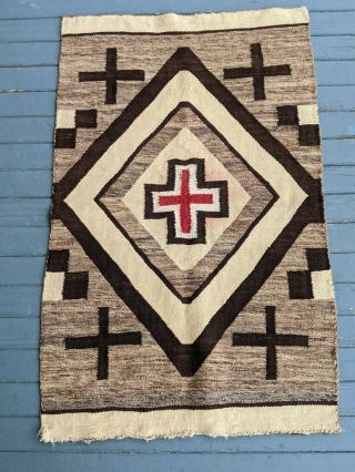 Old Navajo Weaving Saddle Blanket/rug Spider Woman Crosses C.  1890 For Dennis