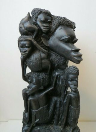 African Mokonde Family Tree of Life Ebony Wood Carving Sculpture 15 Figures 2