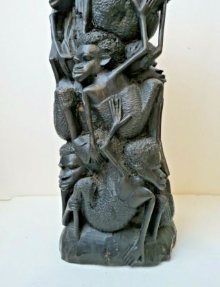 African Mokonde Family Tree of Life Ebony Wood Carving Sculpture 15 Figures 5
