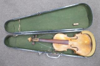 Vintage Blessing Violin In Wooden Case - Restorer Or Decorative Piece