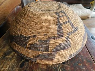 Large Vintage Native American Apache Pima Papago Indian Basket - Tight Weave Exc.