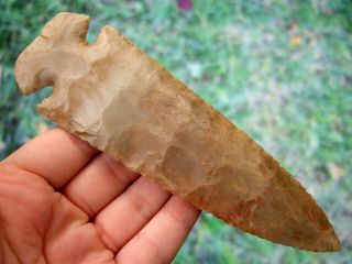 Fine 5 1/2 Inch Kentucky Carter Cave Flint Dovetail Point With Arrowheads