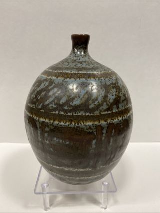 Vintage Mid Century Modern Artist Signed Weed Pot Vase 7 1/2” Tall Mcm Pottery